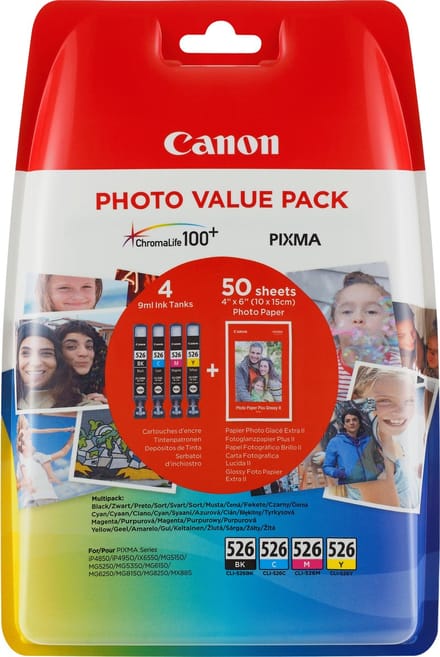 Canon CLI-526 C/M/Y/BK Zwart, Cyaan, Geel, Magenta inktcartridge