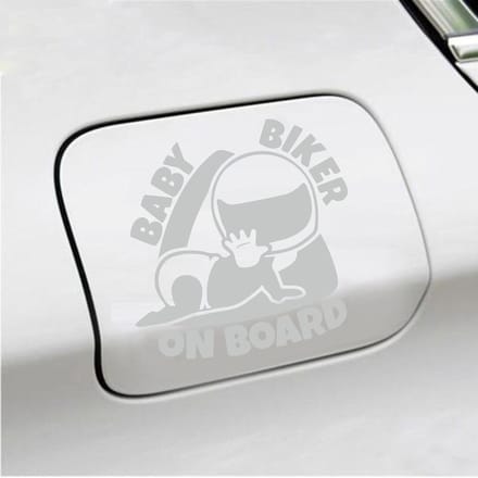 Bumpersticker - Baby Biker On Board - 12 X 12 - Licht Grijs