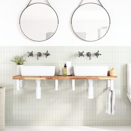 vidaXL - Badkamer - wandschap - staal - en - massief - acaciahout