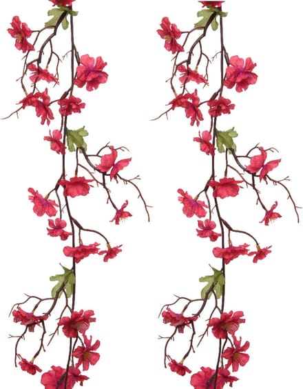 Everlands kunstbloem/bloesem takken - 2x - fuchsia roze - 187 cm