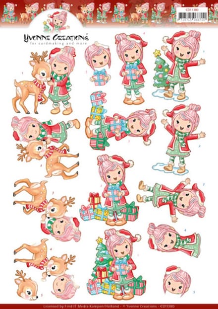 3D knipvel Yvonne Creations - Lola loves chritsmas CD11380 - 1 knipvel