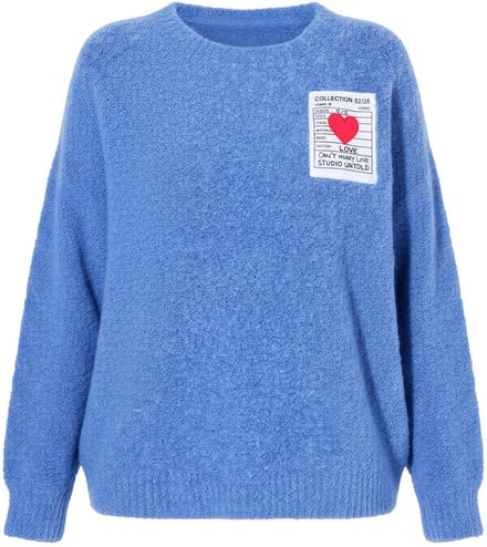 Studio Untold - Dames - Trui oversized patch lange mouwen - Ijsblauw - Maat 42+