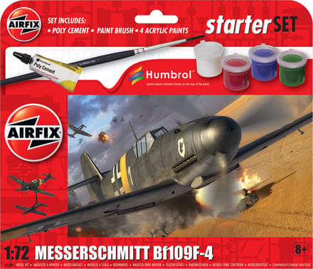 Airfix Modelbouwpakket Vliegtuigen - 55014 Messerschmitt Bf 109F-4 - Propeller Vliegtuig - Starter Set Plastic - 1:72 - Modelbouw