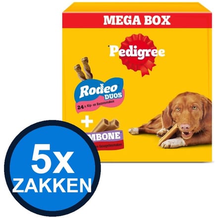 5x Pedigree - Rodeo Jumbone Megabox - Hondensnacks - 780 g