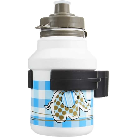 Fles + witte flessenhouder met clip-on dop Polisport Elephant