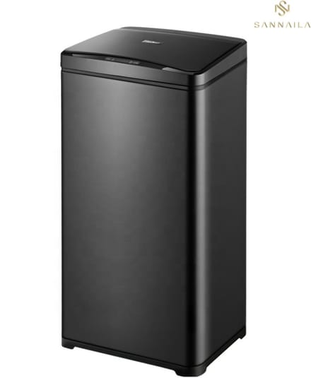 Yar Motion Sensing Prullenbak - Pullenbak met sensor- 40 liter - RVS & duurzaam ABS - Non-slip - Geruisloze deksel - Vertraagd sluiten modus - Zwart - Grijs
