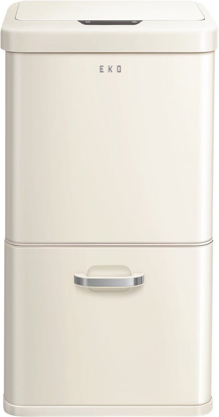 EKO - Vintage Sensor Bin 32+18 liter - Steel Plastic - Vanille Cream - Prullenbak