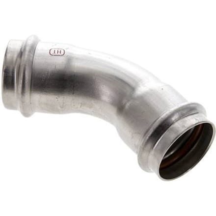 45 graden L-Perskoppeling - 42mm Persmof - RVS