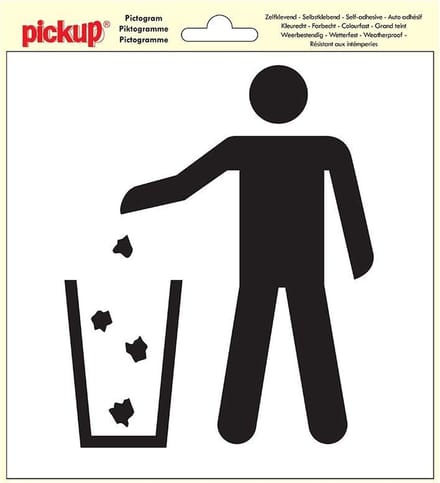 Pickup Pictogram 20x20 cm - Afval in de bakken
