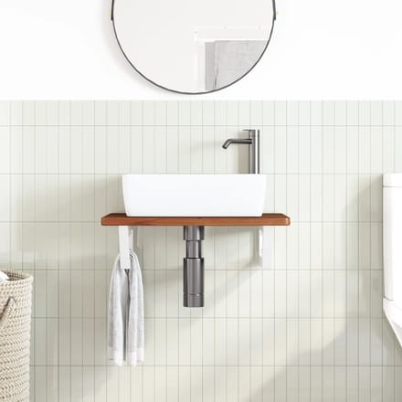 vidaXL - Badkamer - wandschap - staal - en - massief - eikenhout