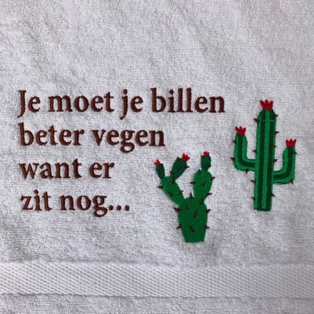 Gastendoekje - Wit - Je moet je billen beter vegen want er zit nog - Cactussen