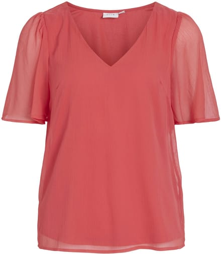 VILA - VIFALIA V-NECK S/S TOP - NOOS - Dames - Blouses