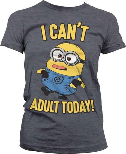 Minions Dames Tshirt -S- I Can't Adult Today Grijs