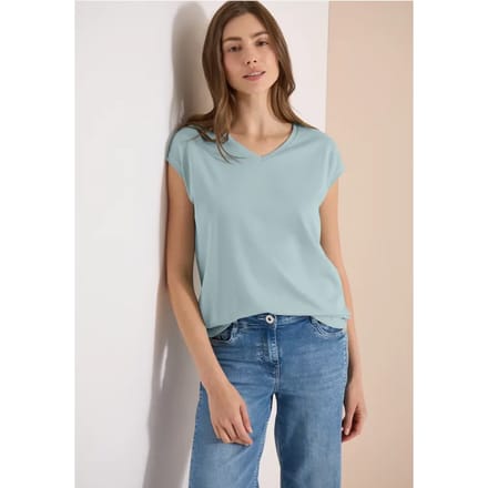 Shirt met overhangende schouders en V-hals