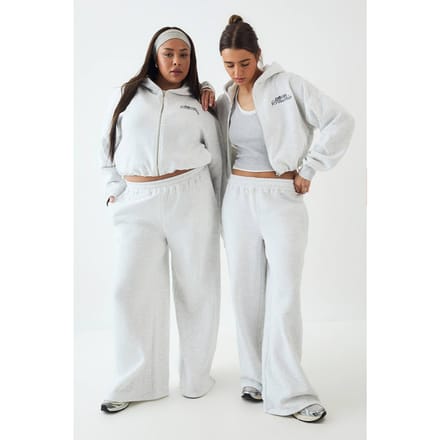Dames DSGN Studio Badstof Applique Rechte Pijp Jogger | Asgrijs | Maat: Medium