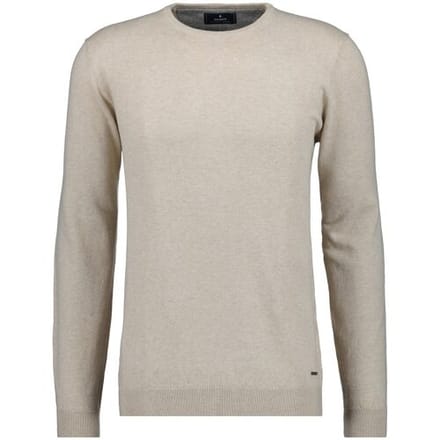 Ragman Trui Supersoft Knit Pullover Knitted Elbow Patches Beige Melange / male
