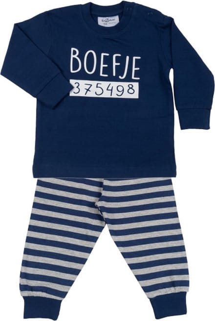 Fun2Wear Boefje Baby/Peuter/Kleuter/Kinderpyjama - Navy - Maat 122/128