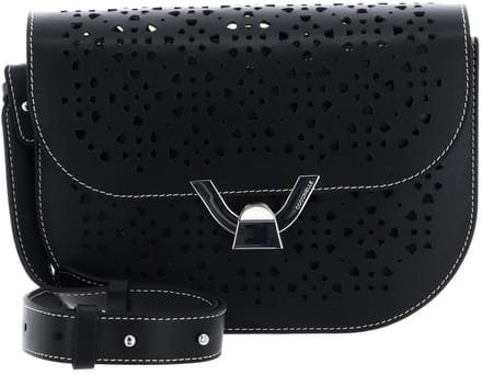 COCCINELLE Leren schoudertas Dew Crossbody Grained Leather Noir zwart