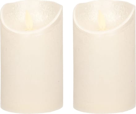 Anna's Collection Led kaars/stompkaars - 2x - creme wit - H12,5 x D7,5 cm - wax - bewegende vlam