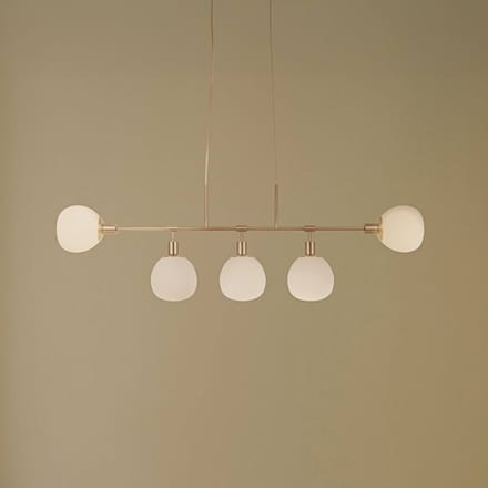 Maytoni hanglamp Erich, messing rosé, glas/metaal, 5-lamps.