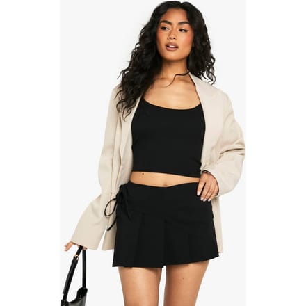 boohoo Dames Bengaline Wrap Tie Zij Skort | Black | Maat: 6