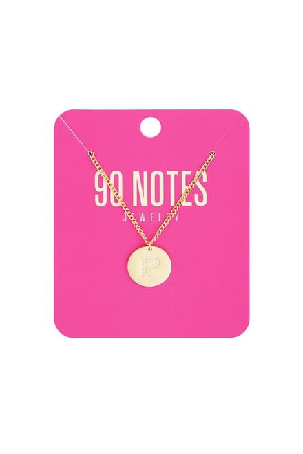90 NOTES - Initial Strass Ketting - Letter P - goudkleurig