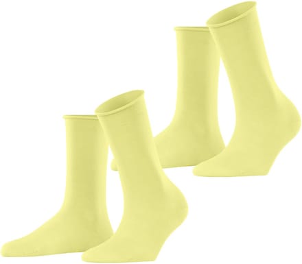 Esprit Basic Pure 2-Pack eenkleurig katoen multipack sokken dames geel - maat 39-42