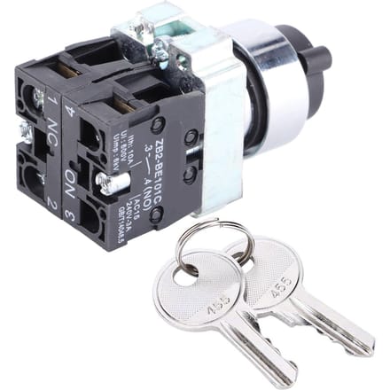 2 Positie Sleutelschakelaar Zelfherstellend Stroomvergrendeling Conversie Rotatievergrendeling + Sleutel ZB2-BE101 ZB2-BE102C black