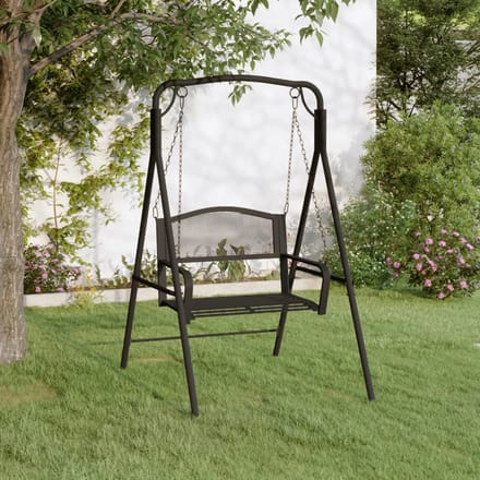 vidaXL - Schommelbank - 124 - cm - staal - zwart