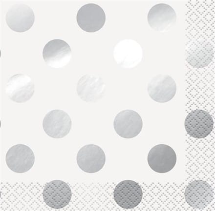 Servetten Zilver Dots 16 stuks