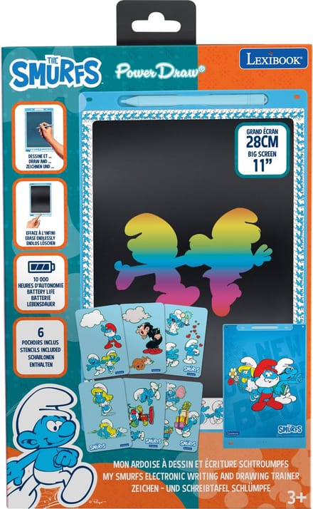 Smurfs 11’’ meerkleurige leer- en teken-E-ink-tablet met sjablonen