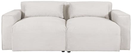 Vente-unique Driezitsbank van beige ribfluweel VELINOR