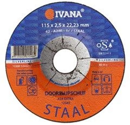 Ivana Doorslijpschijf Staal Conisch 115x2.5x22.2mm