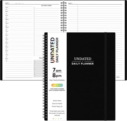 Dagplanner - Ongedateerde planner - Afspraken organiseren - Spiraalbinding met binnenzak - 22x29 cm