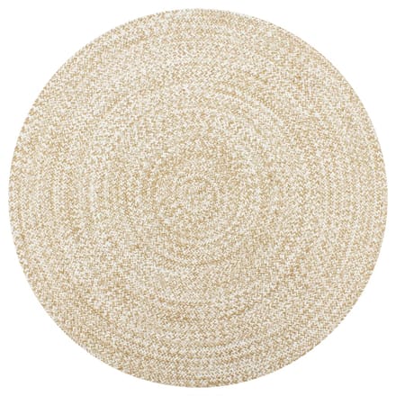vidaXL - Vloerkleed - handgemaakt - 90 - cm - jute - wit - en - naturel