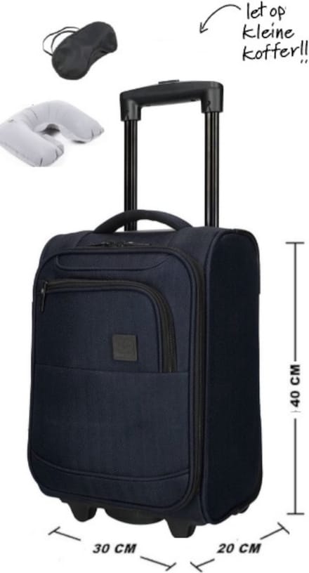 Handbagage Koffer 40x30x20 cm - Underseater Koffer - Navy - Let op Extra klein !!