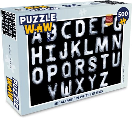 Puzzel Het alfabet in witte letters - Legpuzzel - Puzzel 500 stukjes