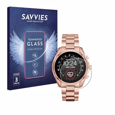 Savvies - Glas Screenprotector voor Michael Kors Access Bradshaw 2 - Gehard Beschermglas 9H 3 Stuks