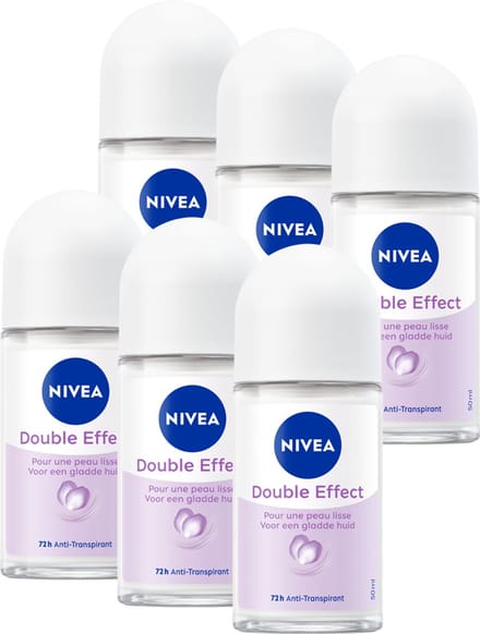 NIVEA Double Effect Anti-Transpirant Deo Roller - Deodorant - 72 uur Bescherming - Voordeelverpakking - 6 x 50 ml