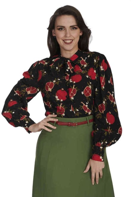 Banned - Pomegranate Blouse - L - Zwart