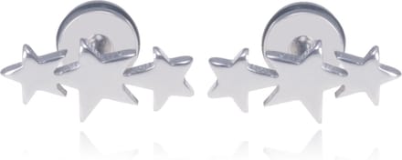 Mendes Triple Star Stud oorbellen Titanium-Zilverkleurig