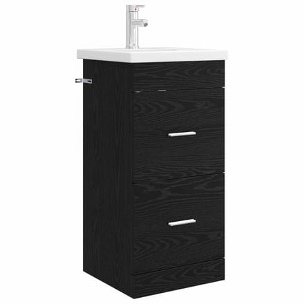 vidaXL - Badkamer - Vanity - met - Wastafel - Zwart - eiken - 42 - x - 40 - x - 84,5 - cm