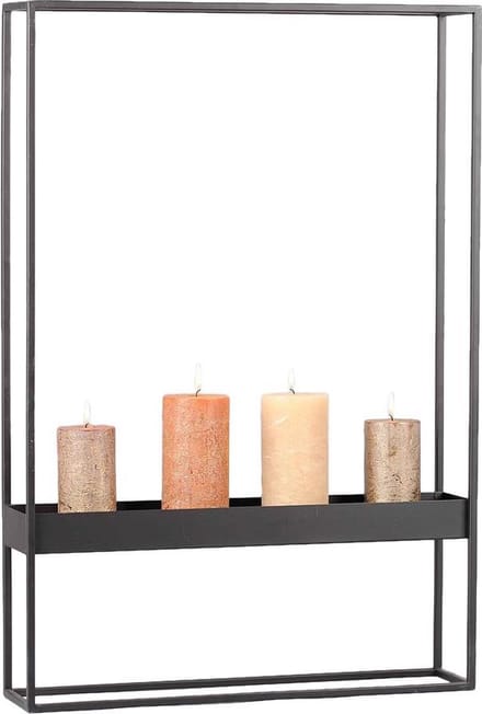 Rasteli - Kaarsenhouder - metaal - zwart - D48 x H71 cm