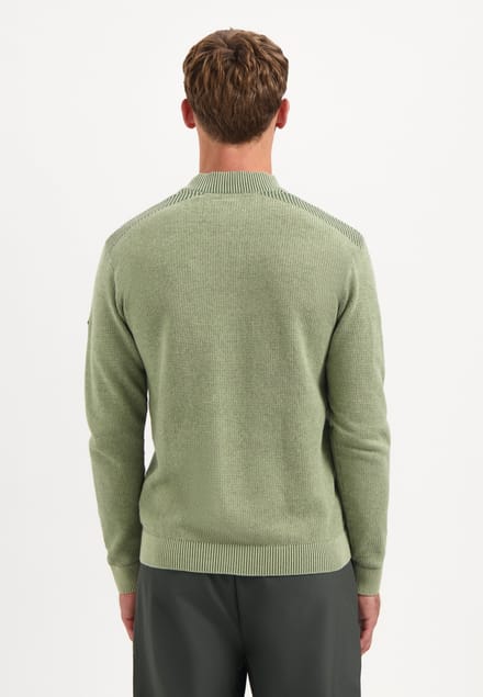 No Excess Pullover Half Zip Plated Structure Knit Light Moss Größe: 3XL | Pullover Outlet | Herren