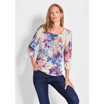 Vrouwelijke gedessineerde pullover - wit / gedess. - Gr. 38 van Goldner Fashion