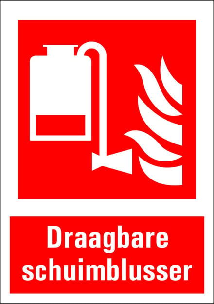 Draagbare schuimblusser sticker met tekst 210 x 297 mm