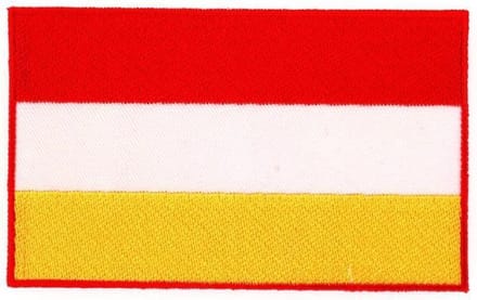 Embleem Vlag oeteldonk rood/wit/geel 12x7 cm