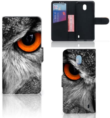 Nokia 1 Plus Telefoonhoesje met Pasjes Uil