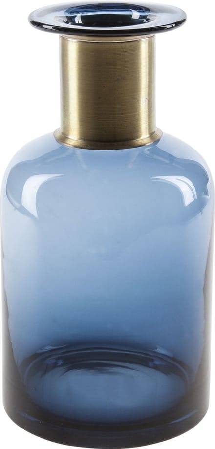 Flesvaas glas donkerblauw 12 x 23 cm - Vazen van glas