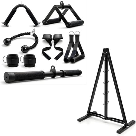 Kabel Accessoires Set voor Lat Pulldown en Krachttraining - 5-delig of 7-delig met Optioneel Opbergrek
